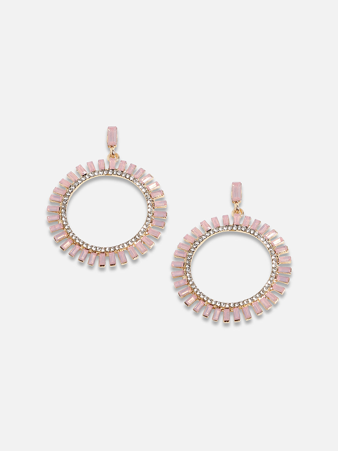 Women Circular Crystal Drop Earringss