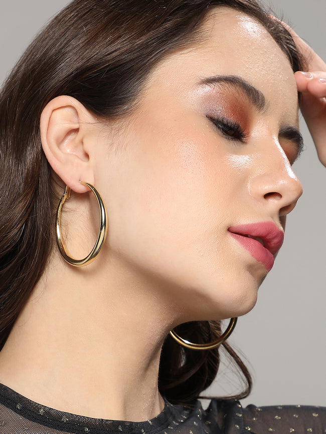 Women Minimal Circular Hoop Earrrings