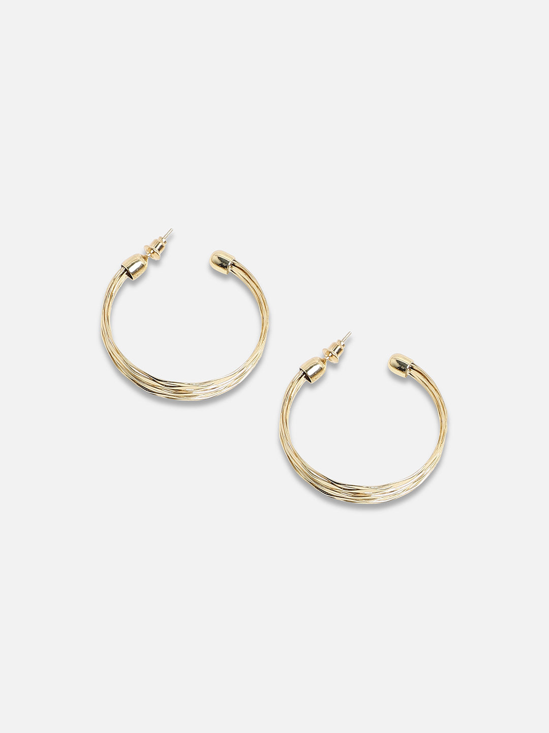Women Ribbed Wire Hoop Earrrings