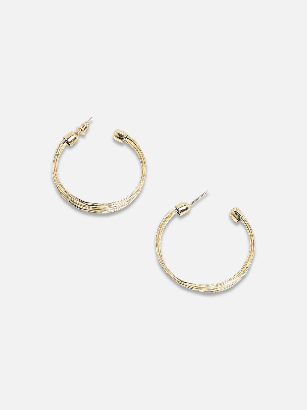 Women Ribbed Wire Hoop Earrrings