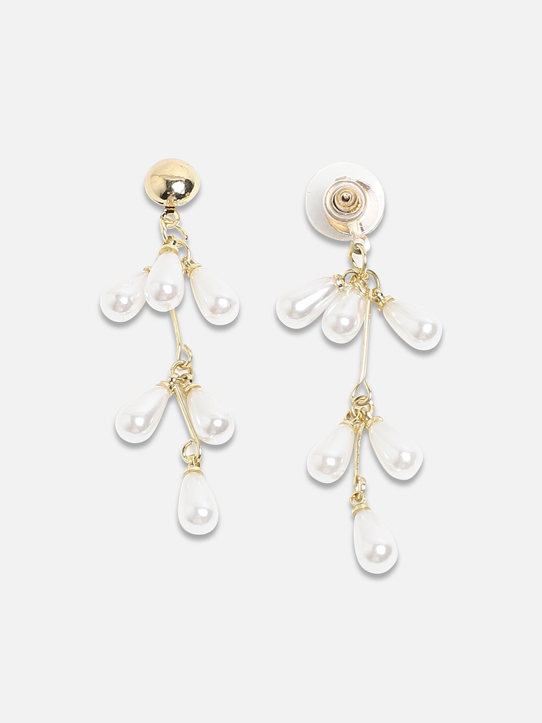 Women Pearl Cluster Drop Earringss