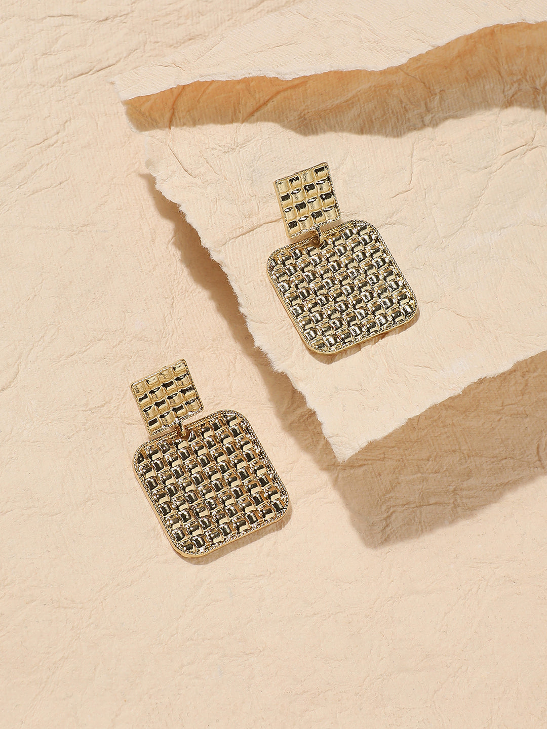 Women Metallic Mosiac Drop Earringss