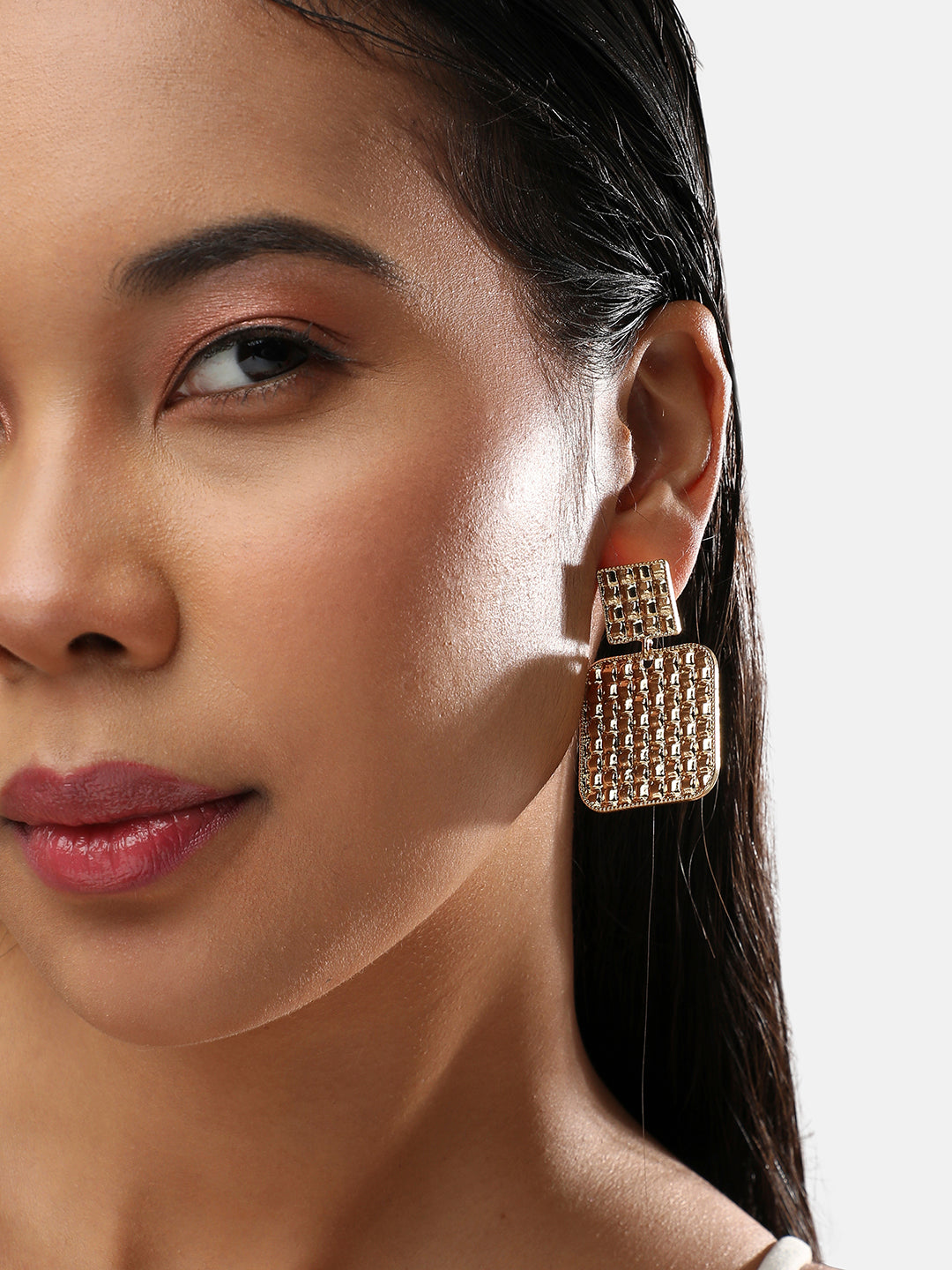 Women Metallic Mosiac Drop Earringss