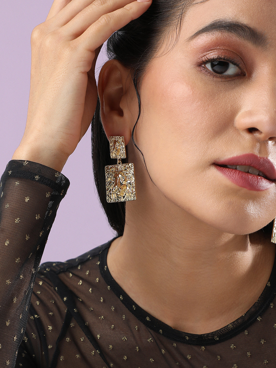 Women Regal Lion Drop Earringss