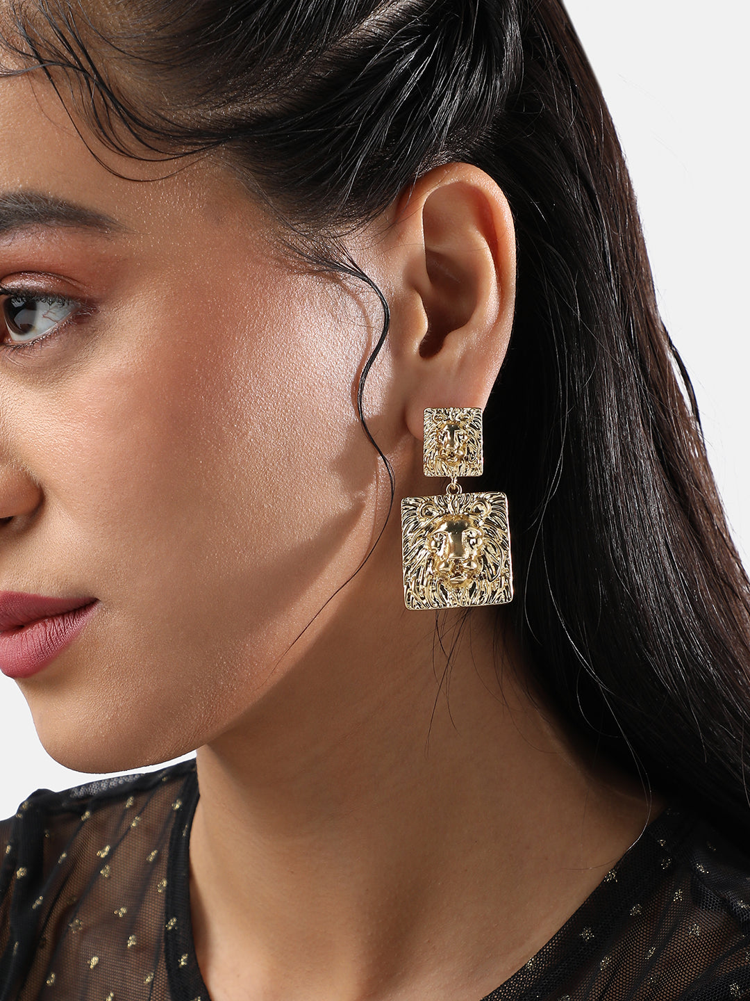 Women Regal Lion Drop Earringss