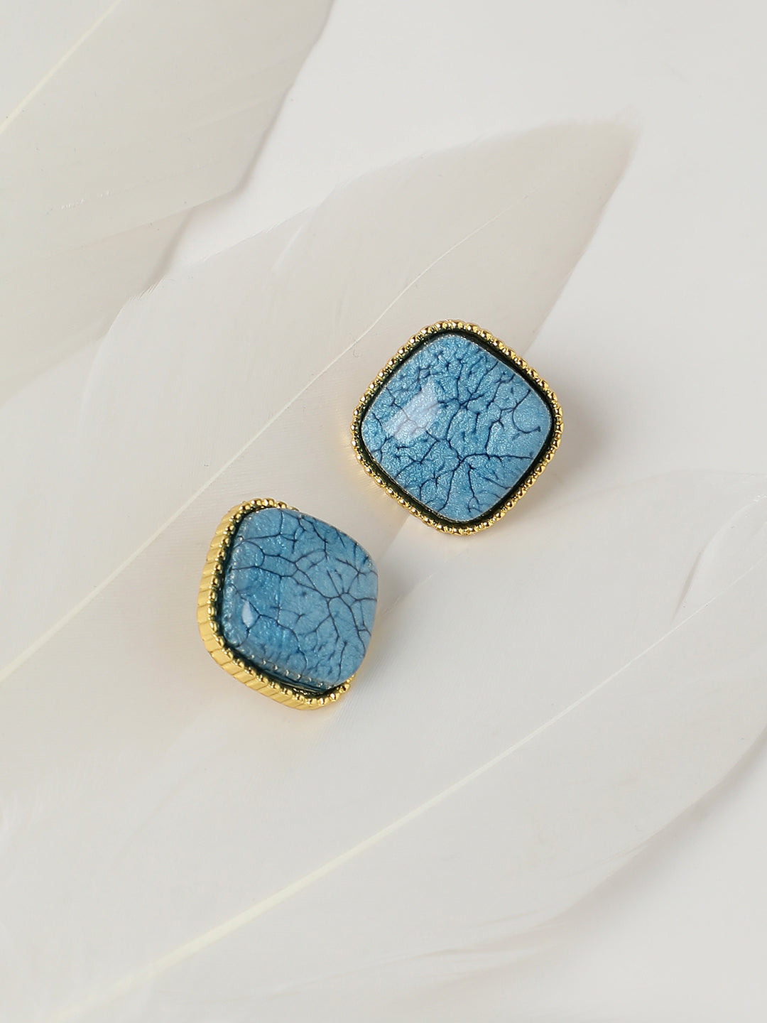 Women Gold-Plated Stone Studded Studs Earrings