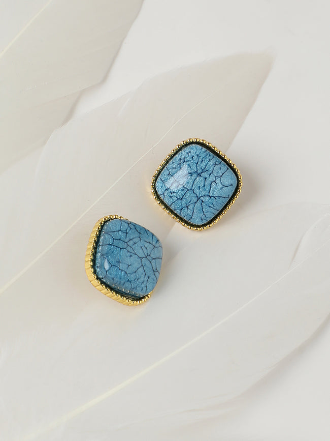 Women Gold-Plated Stone Studded Studs Earrings