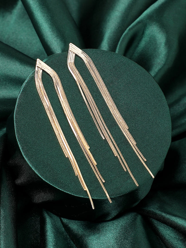 Women Gold-Plated Dangling Drop Earrings