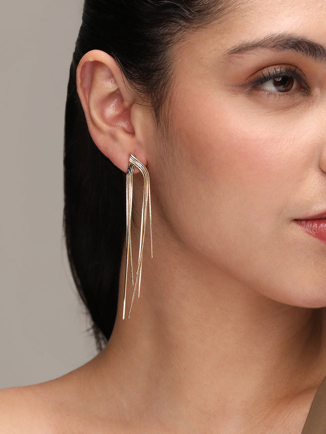 Women Gold-Plated Dangling Drop Earrings