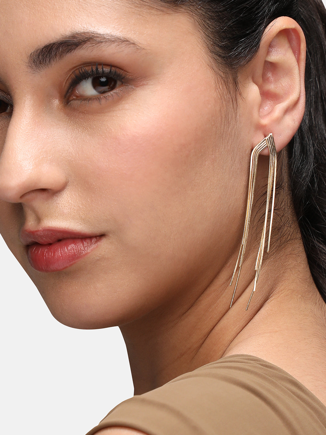 Women Gold-Plated Dangling Drop Earrings