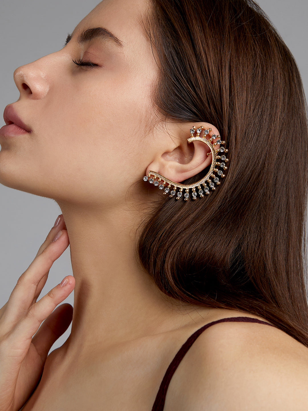 Women Gold-Plated Contemporary Artificial Stones Drop Earrings