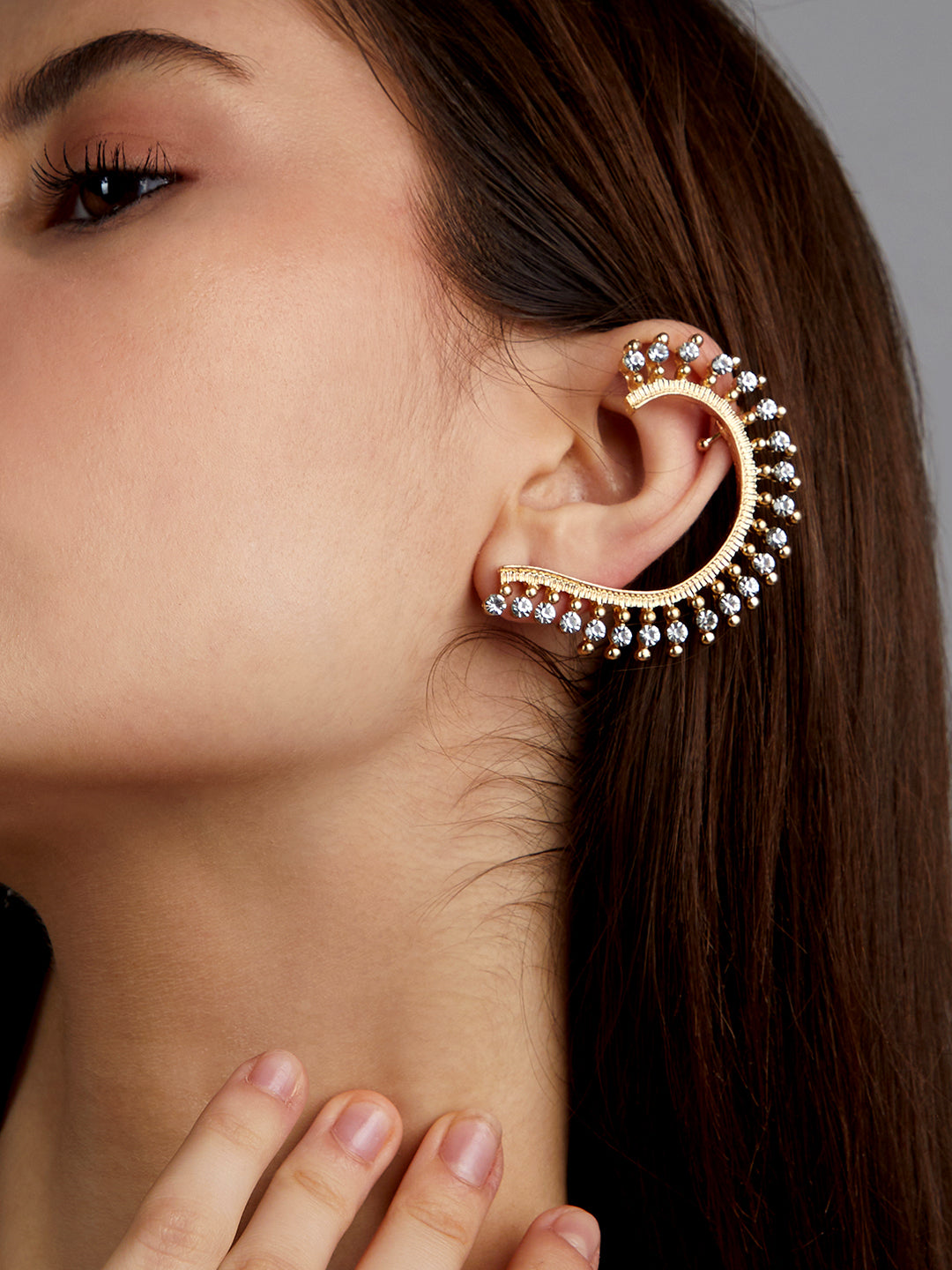 Women Gold-Plated Contemporary Artificial Stones Drop Earrings
