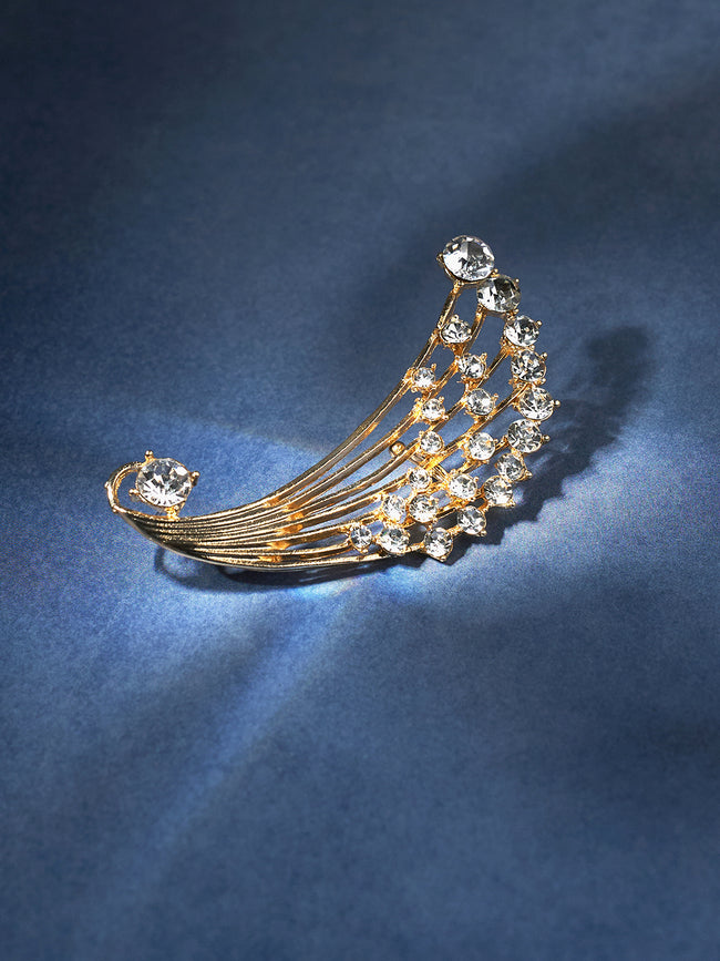 Women Gold-Plated Contemporary Artificial Stones Ear Cuff Earrings