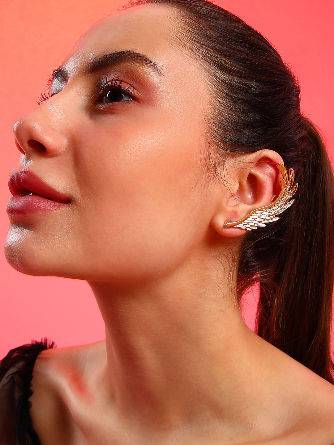 Women Gold-Plated Contemporary Clip On Ear Cuff Earrings