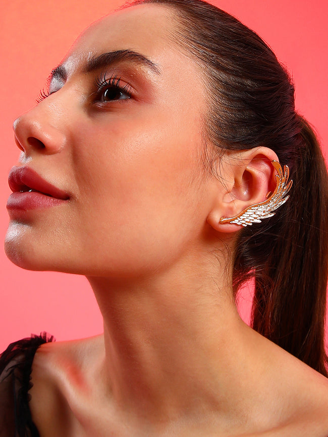 Women Gold-Plated Contemporary Clip On Ear Cuff Earrings