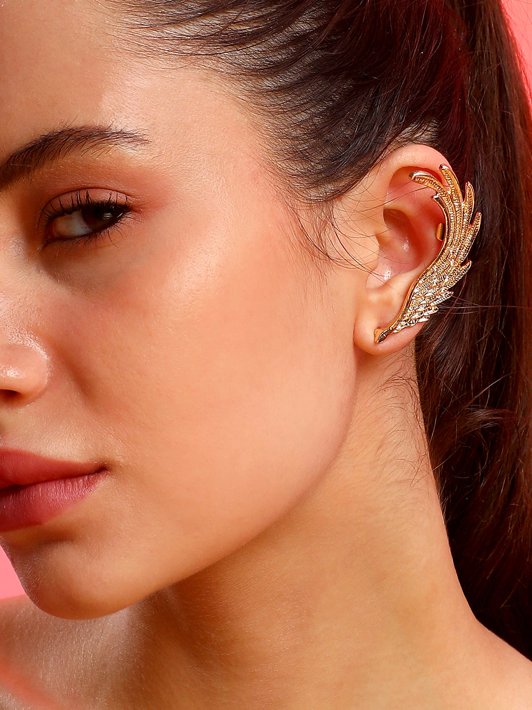 Women Gold-Plated Contemporary Clip On Ear Cuff Earrings