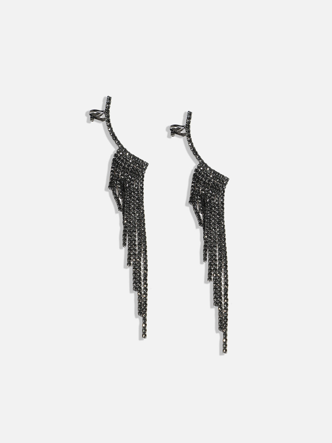 Women Black Sparkle Drop Earrings
