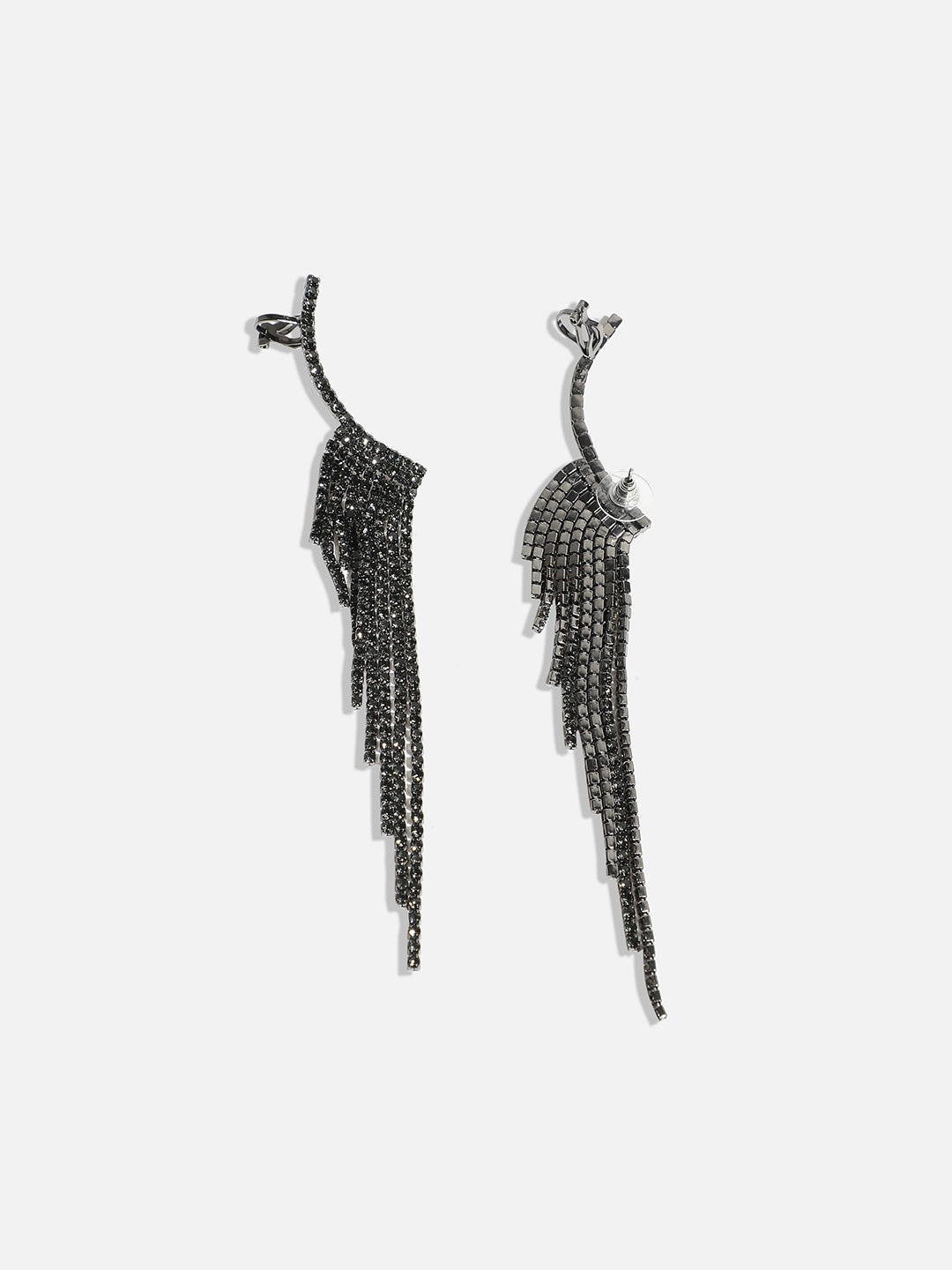 Women Black Sparkle Drop Earrings