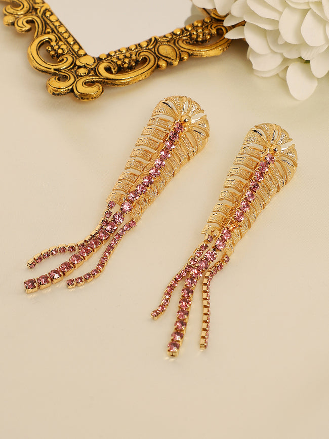 Women Gold Dazzling Droplets Glam Earrings