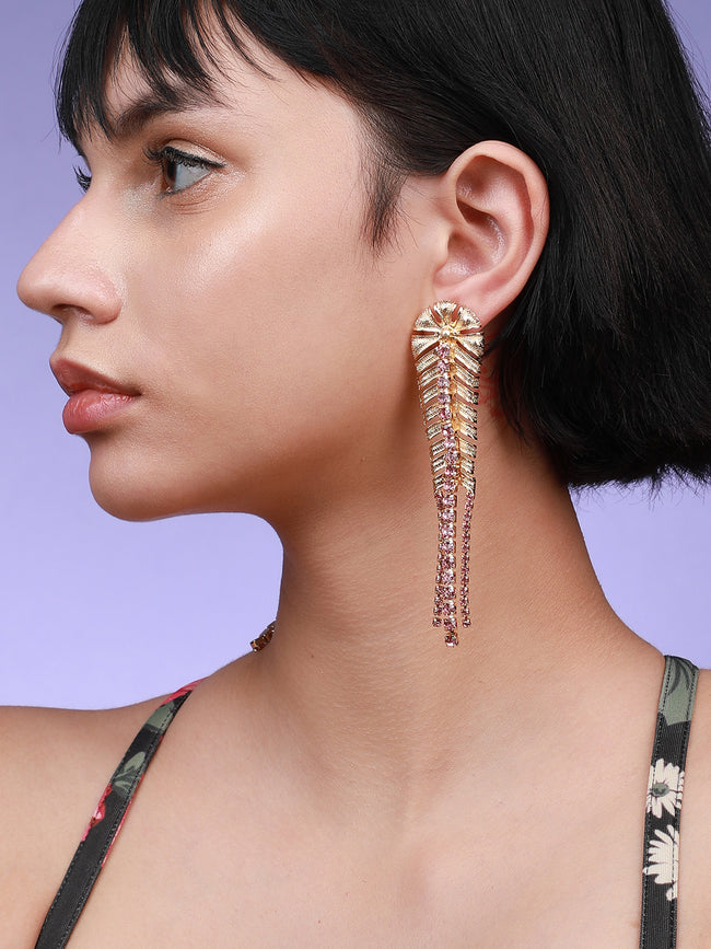Women Gold Dazzling Droplets Glam Earrings