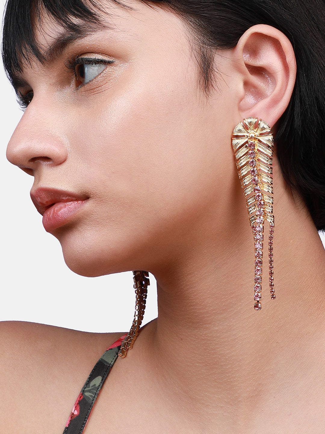 Women Gold Dazzling Droplets Glam Earrings