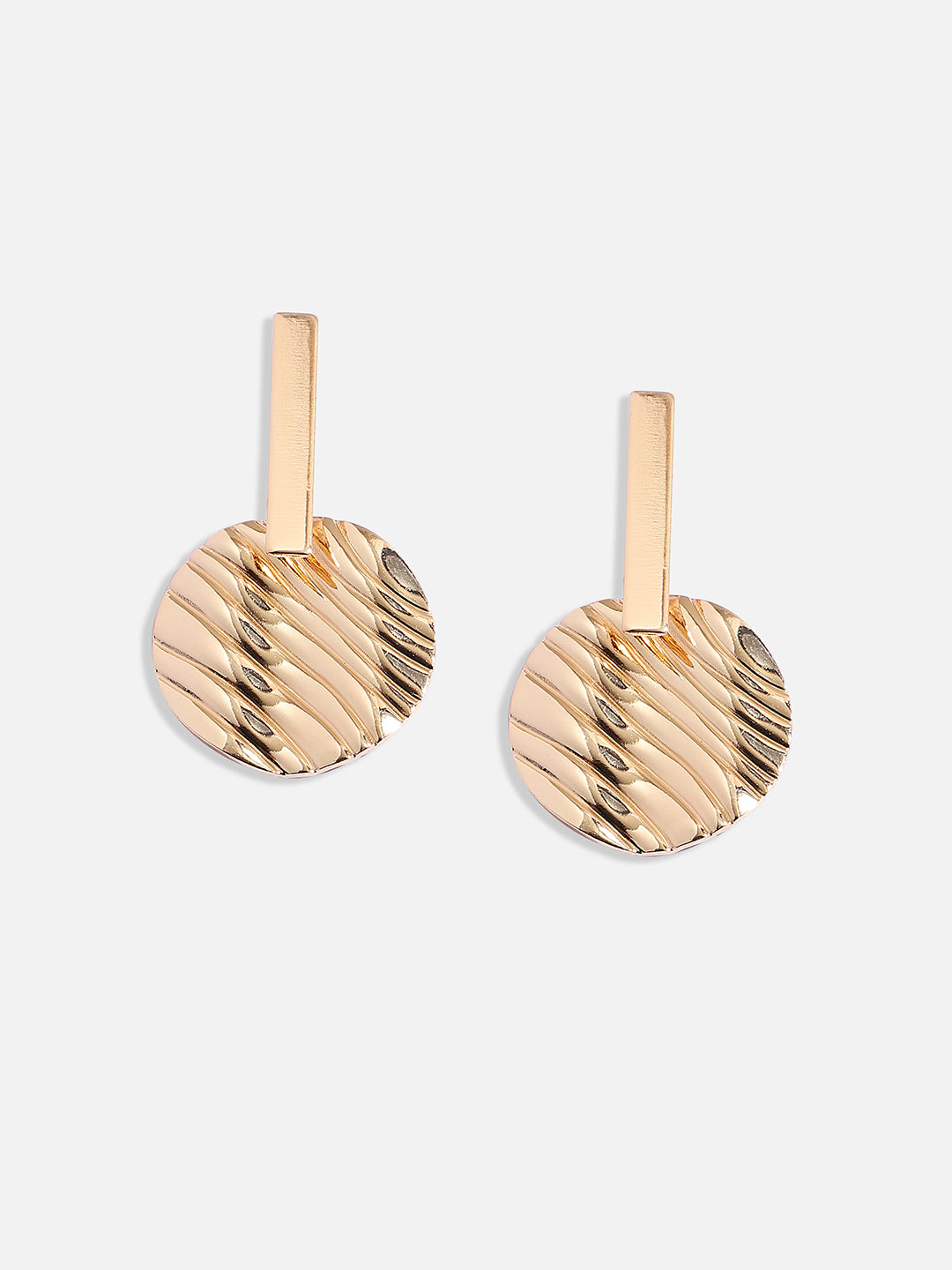 Women Gold Metallic Textured Drop Earrings