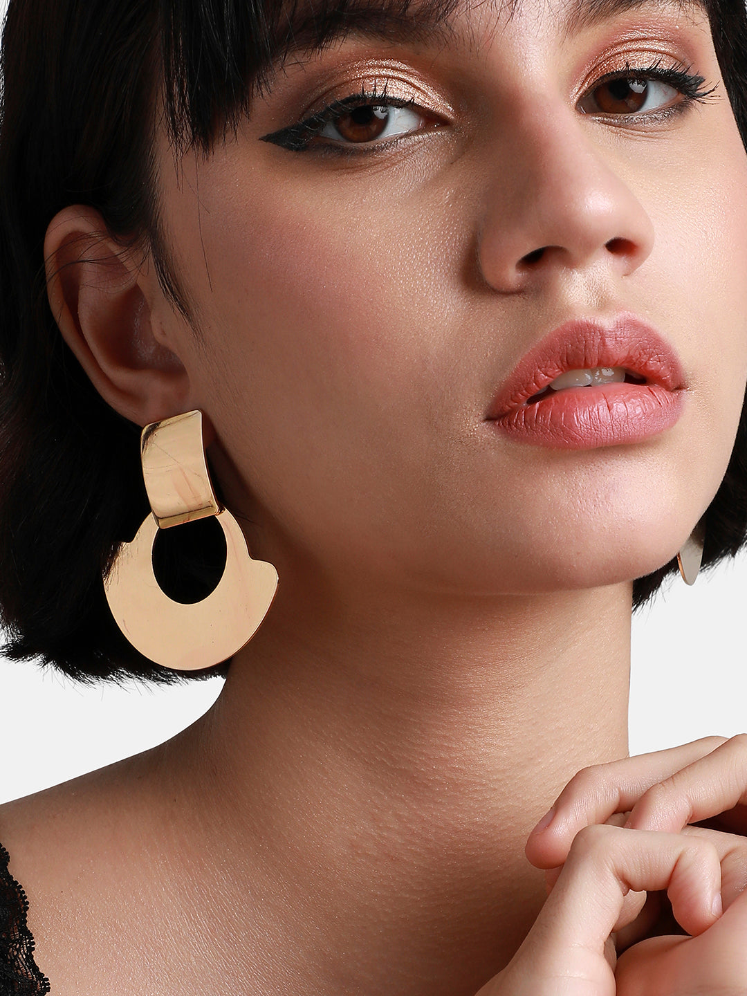 Women Gold Metallic Drop Earrings