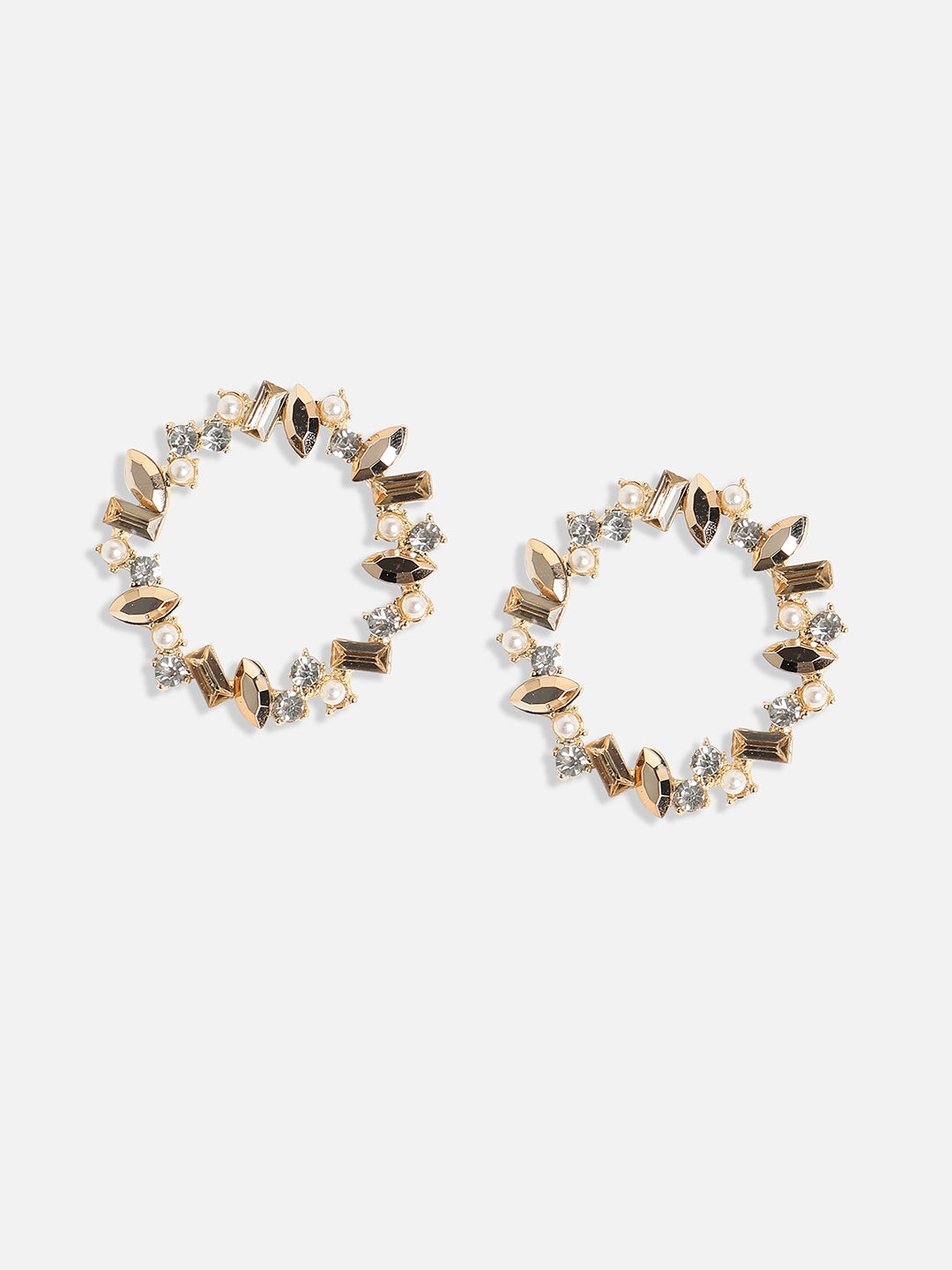Women Gold Crystal Hoop Earrings