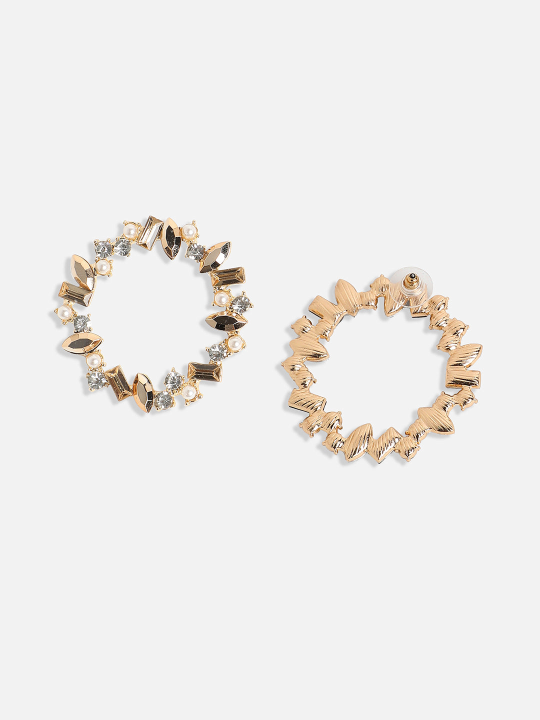 Women Gold Crystal Hoop Earrings