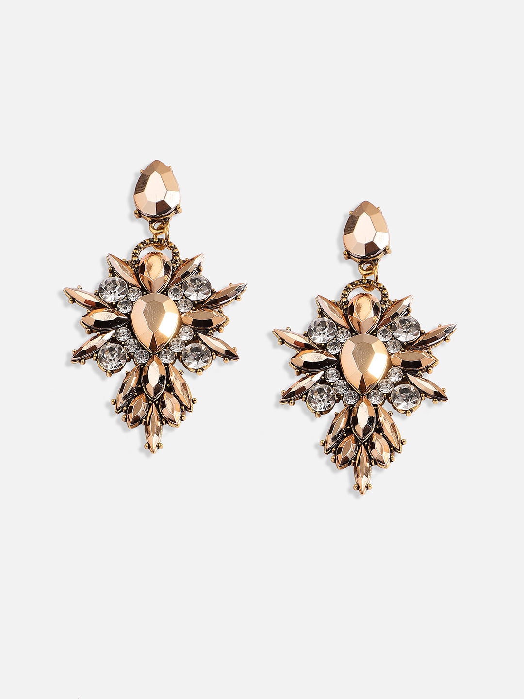 Women Gold Crystal Drop Earrings