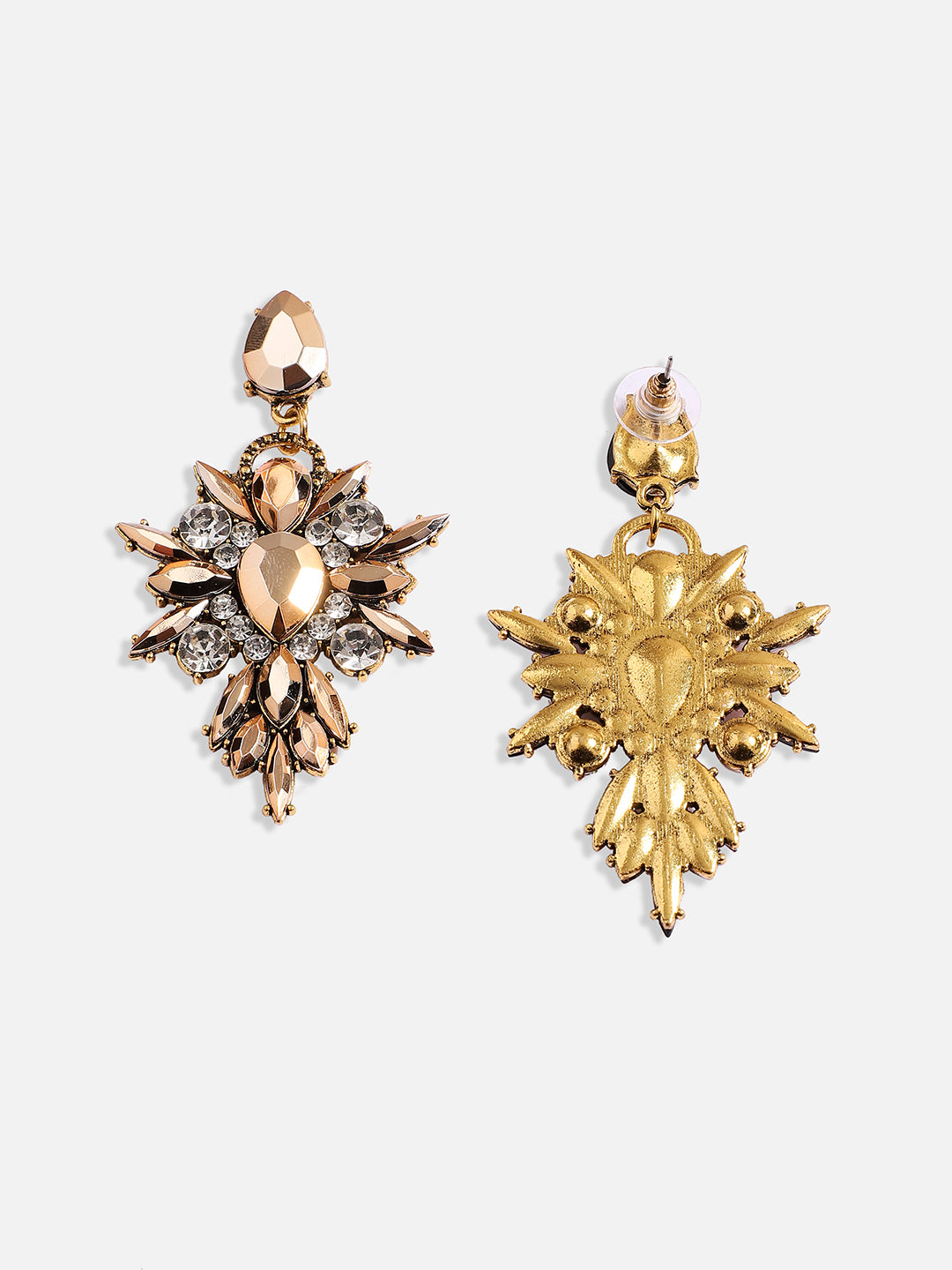 Women Gold Crystal Drop Earrings