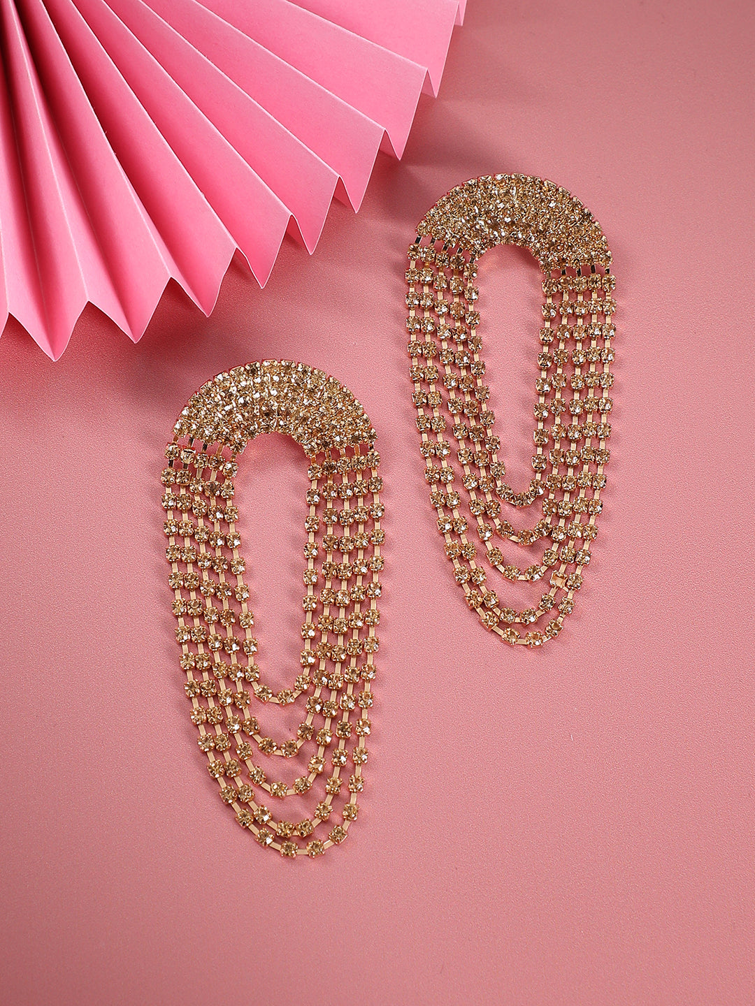Women Gold Maxi Bling Drop Earrings