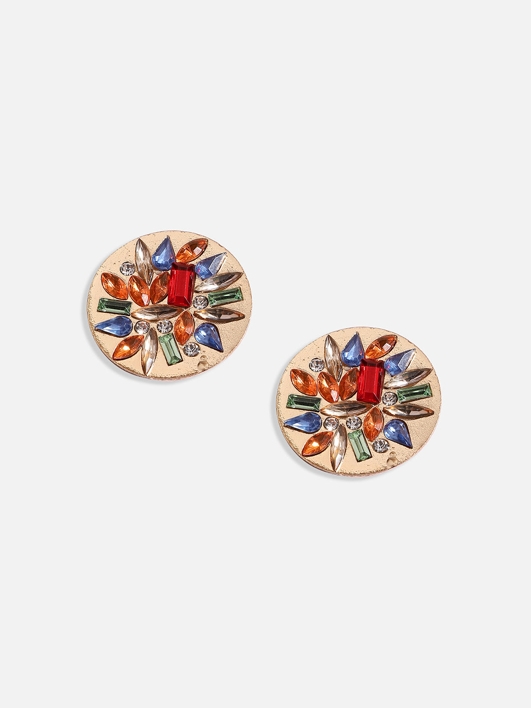 Women Multi Circular Crystal Stud Earrings