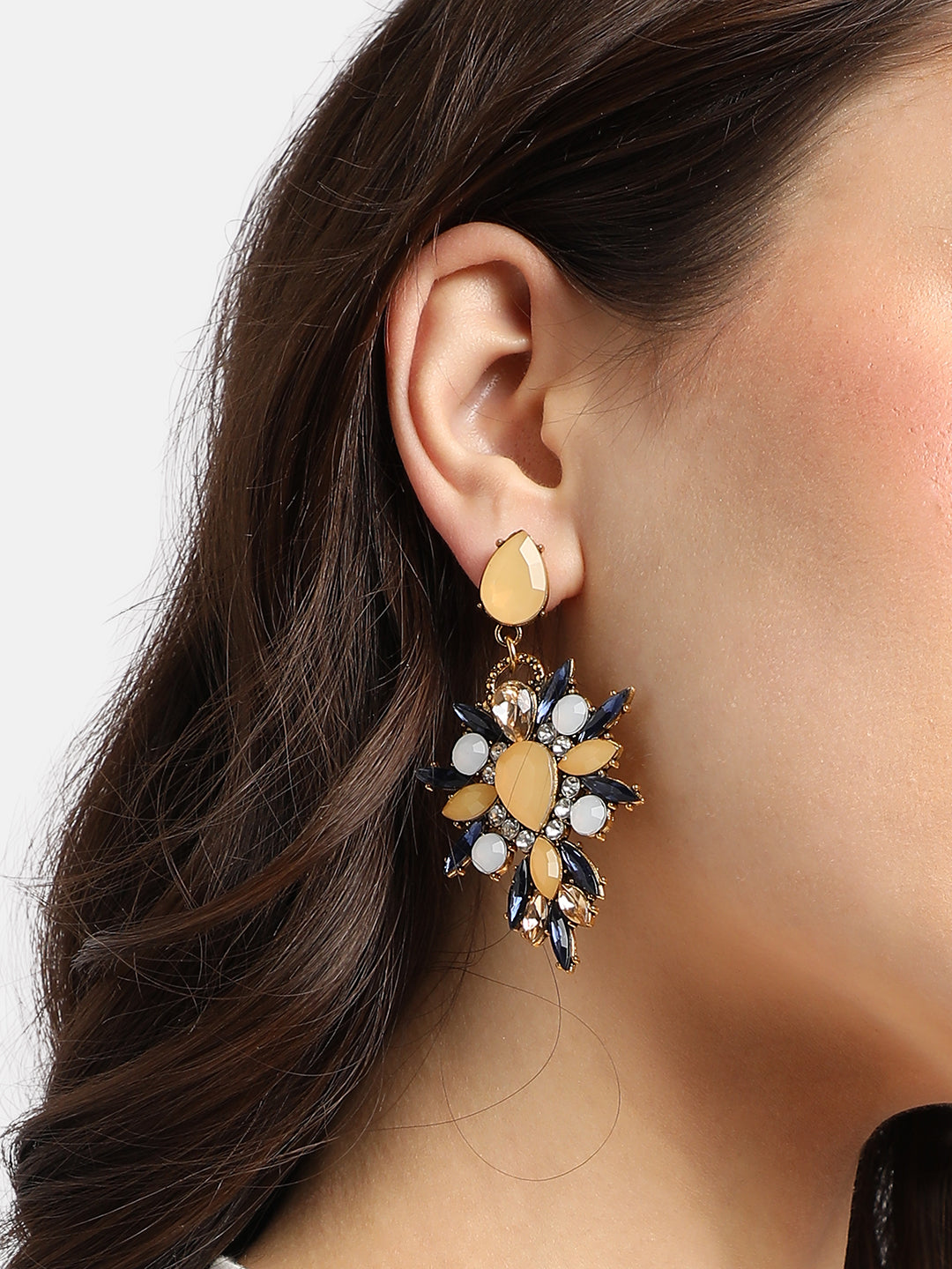 Women Yellow Crystal Drop Earrings