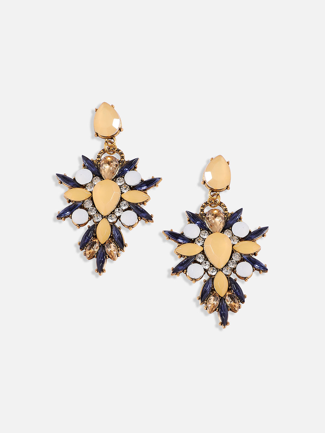 Women Yellow Crystal Drop Earrings