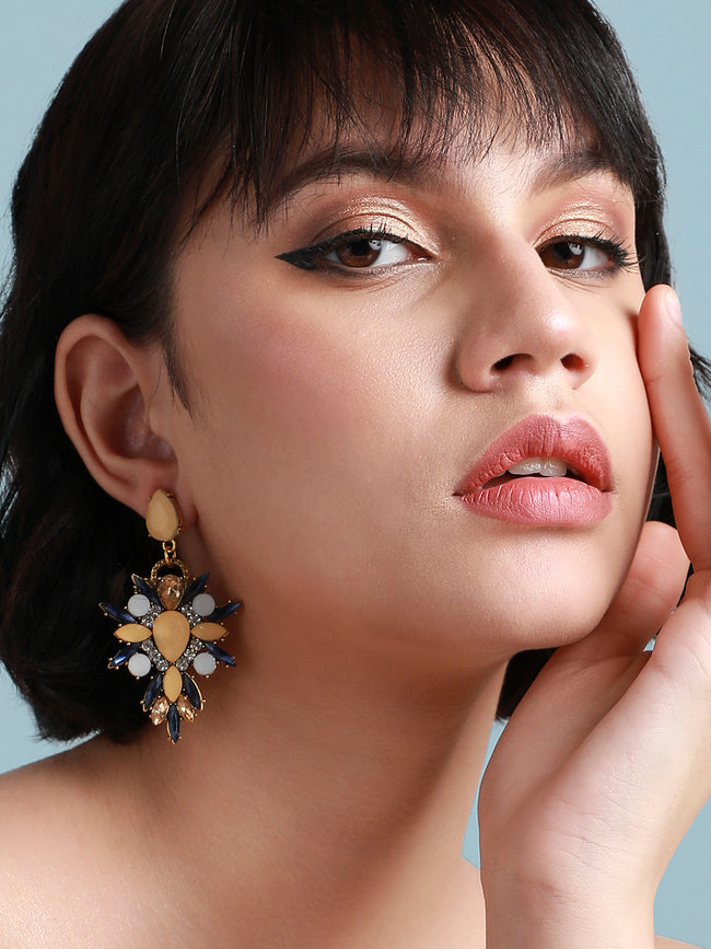 Women Yellow Crystal Drop Earrings