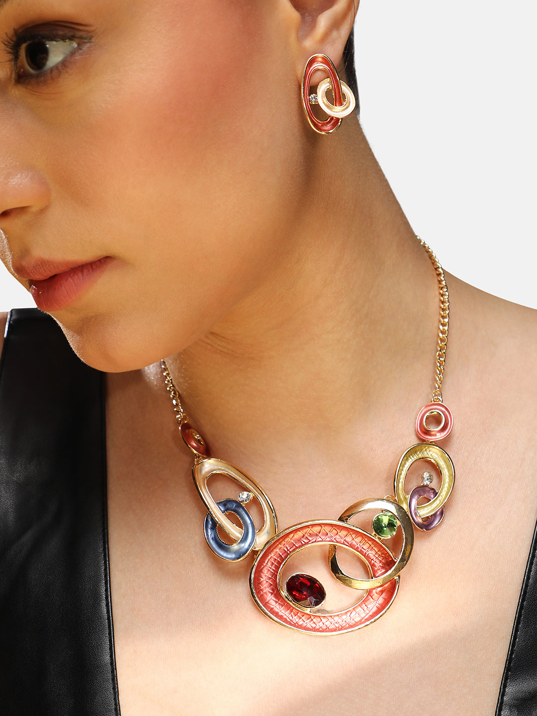 Women Gold-Plated Necklace and Earrings