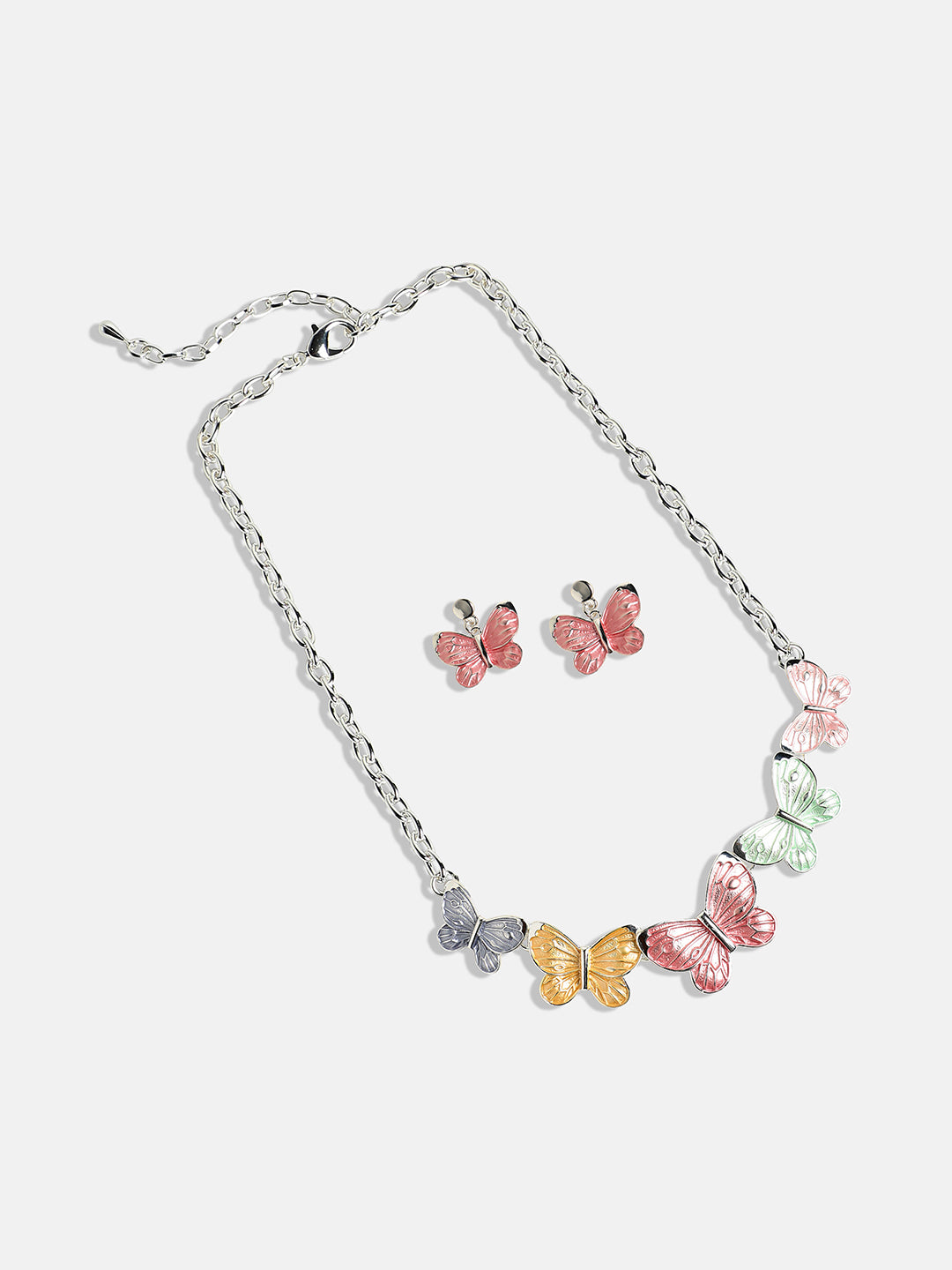 Women Multicolour Pastel Butterfly Jewellery Set