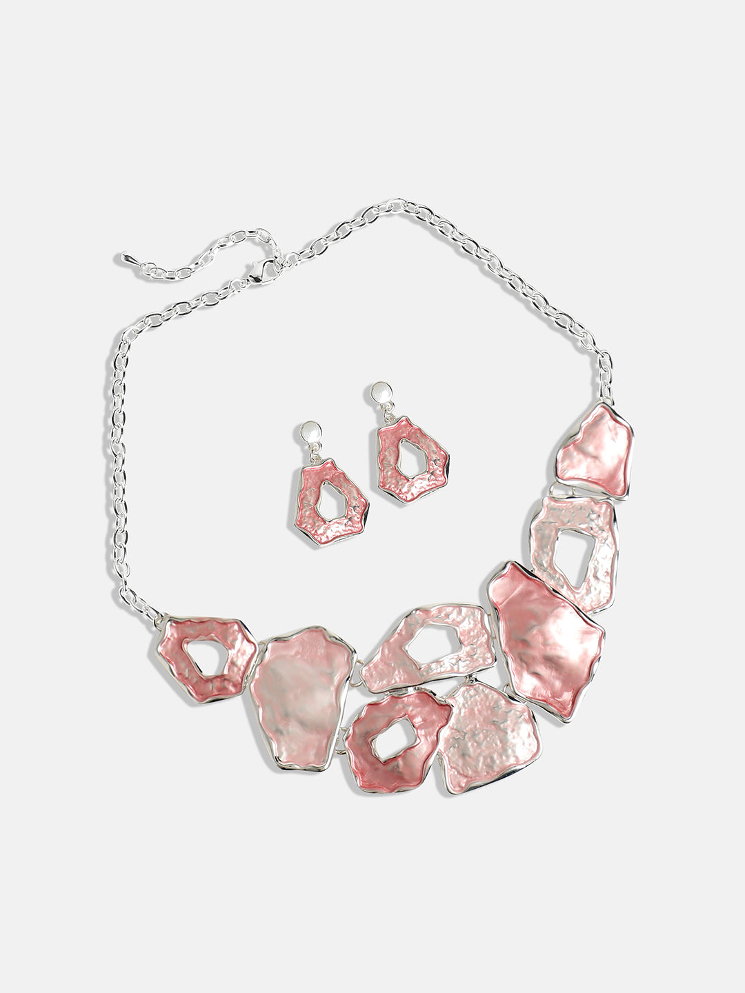 Women Pink Textured Jewellery Set