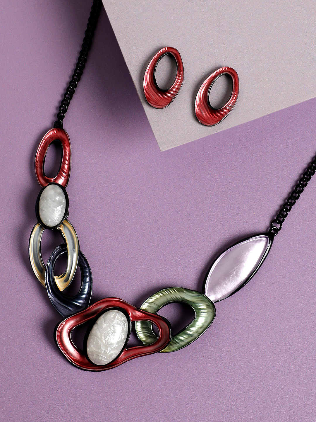Women Multicolour Abstract Stone Jewellery Set