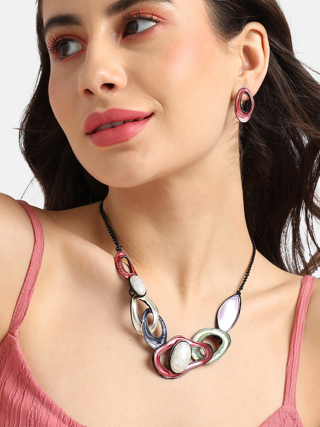 Women Multicolour Abstract Stone Jewellery Set