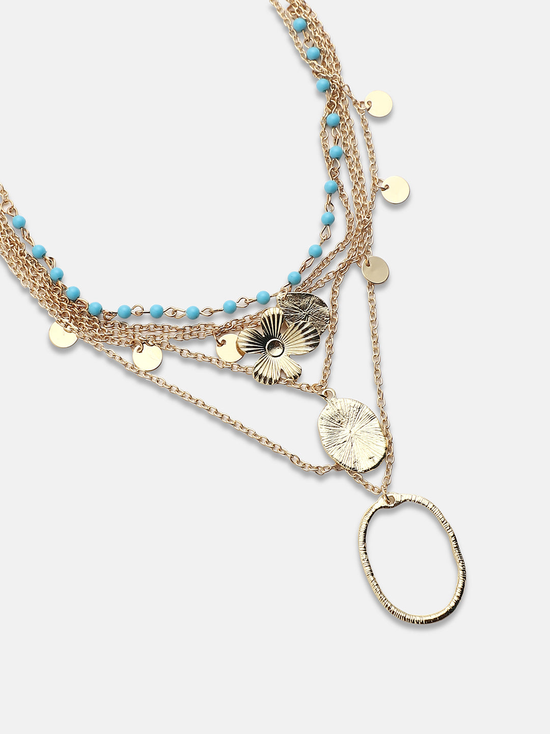 Women Gold-Plated Beads Beaded Layered Necklace