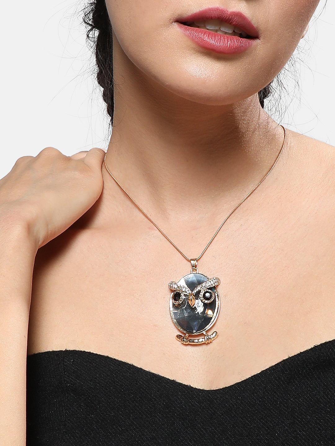 Women Crystal Owl Pendant Necklace