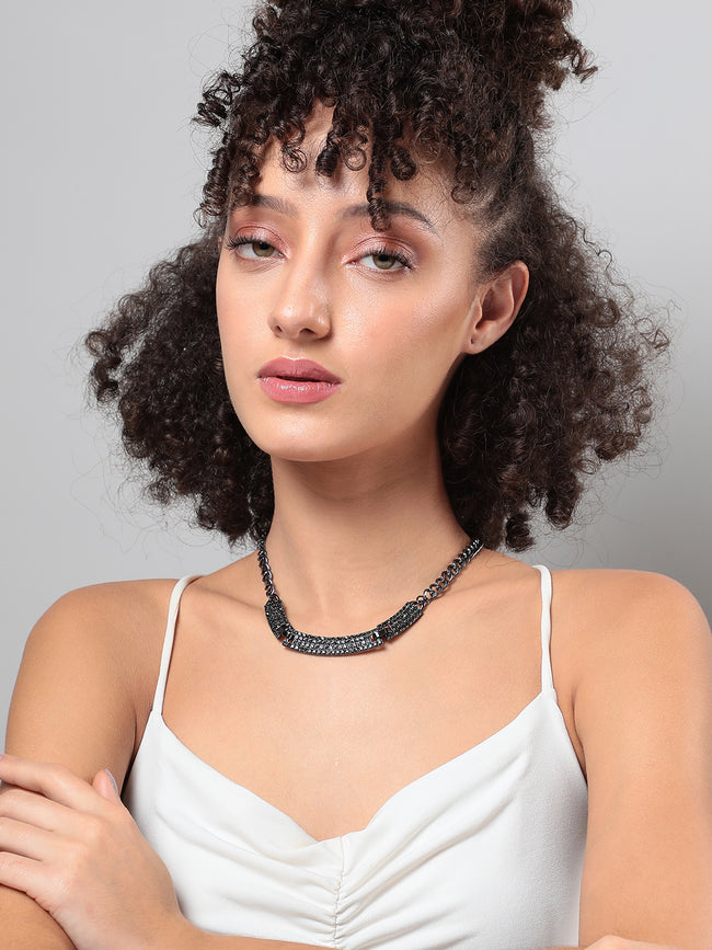 Women Crystal Cluster Collar Necklace