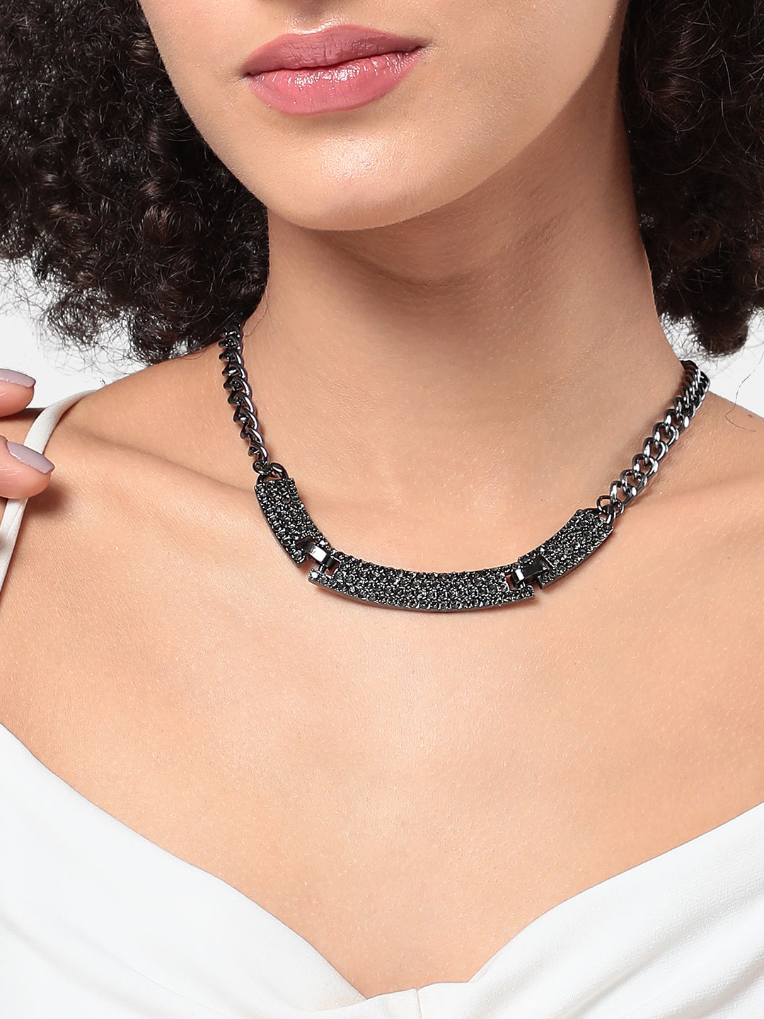 Women Crystal Cluster Collar Necklace