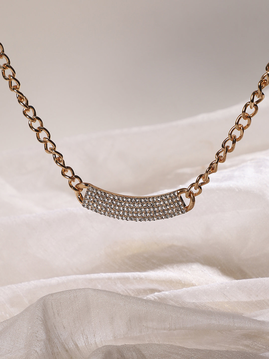 Women Crystal Cluster Chainlink Necklace