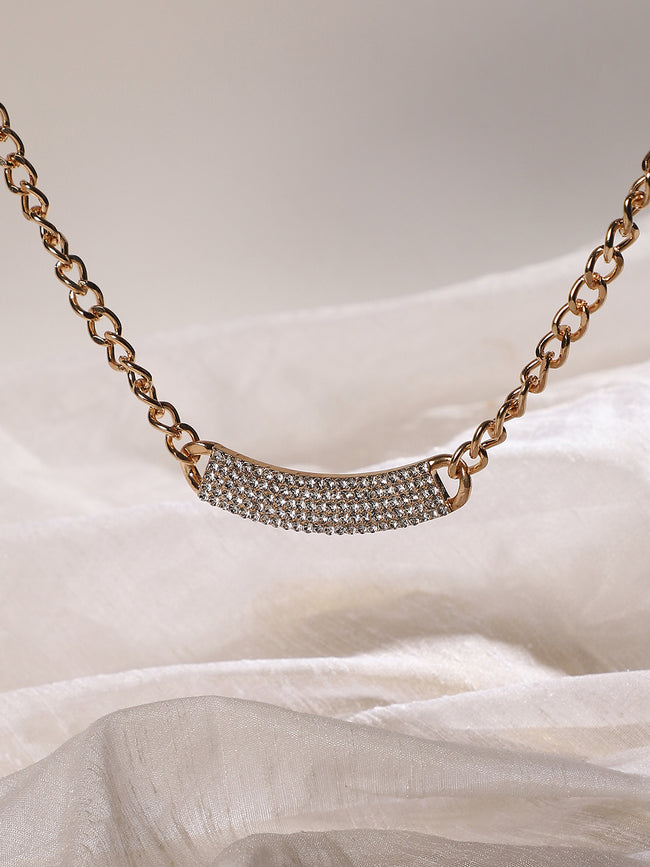 Women Crystal Cluster Chainlink Necklace