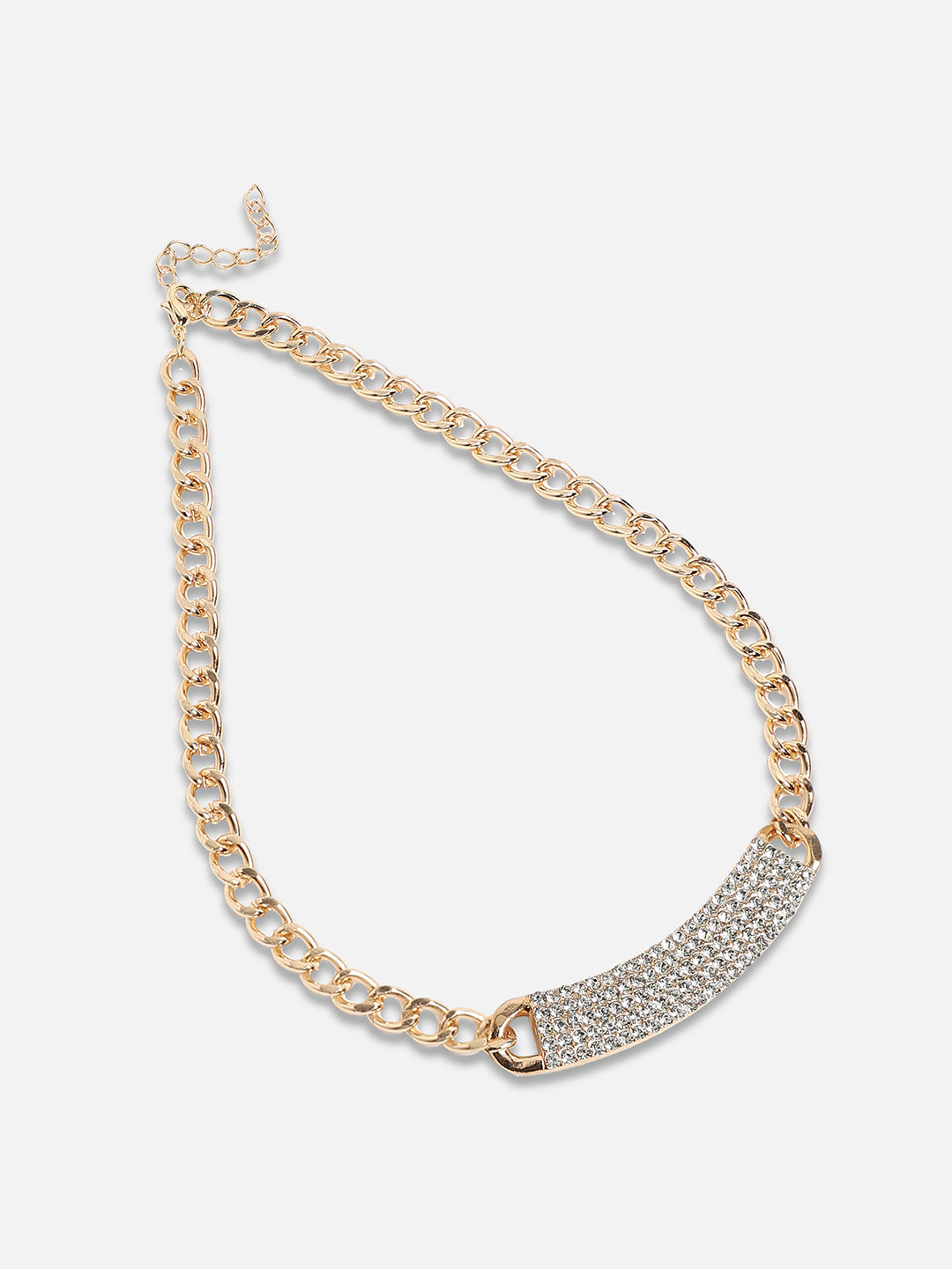Women Crystal Cluster Chainlink Necklace