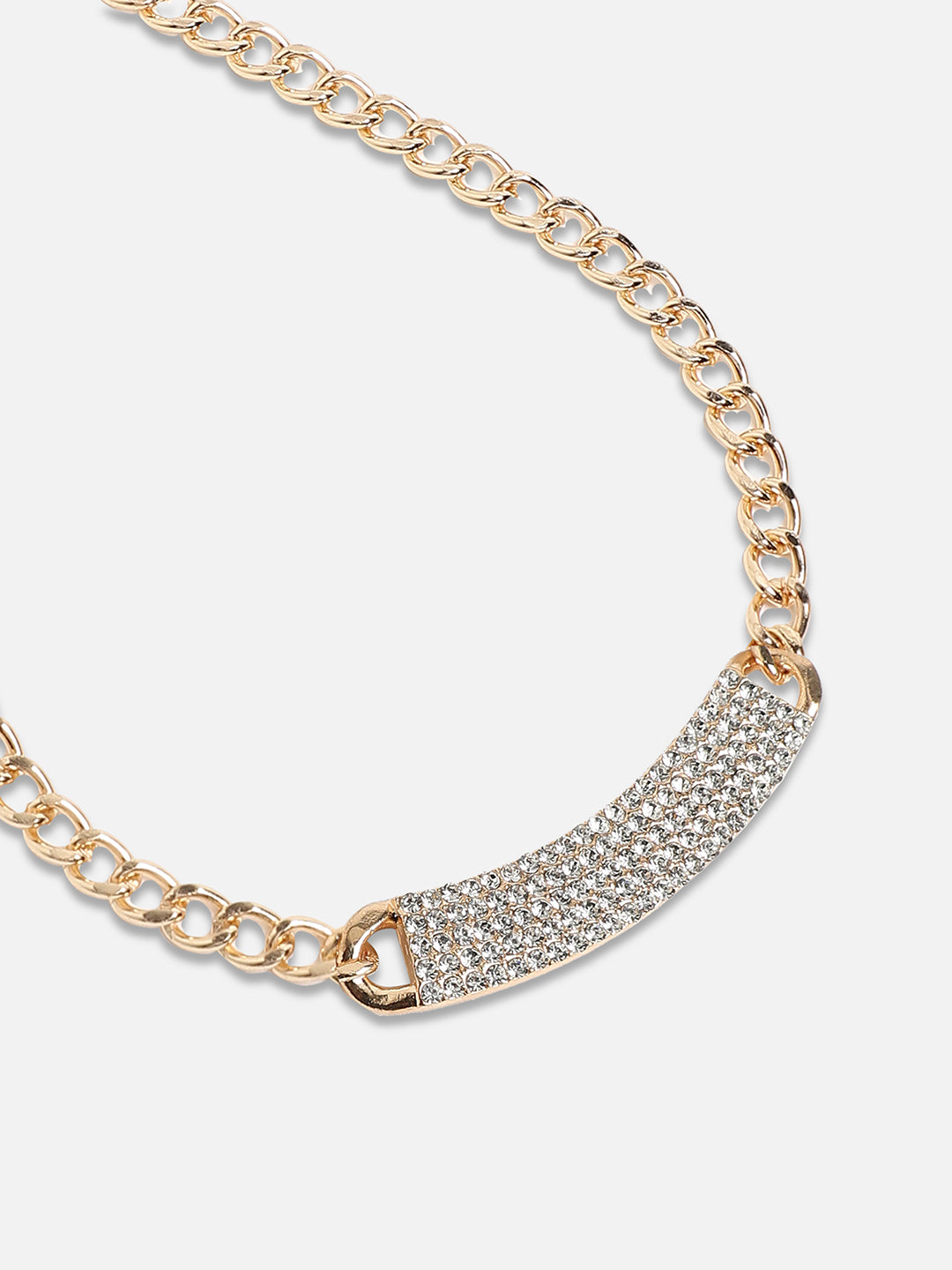 Women Crystal Cluster Chainlink Necklace
