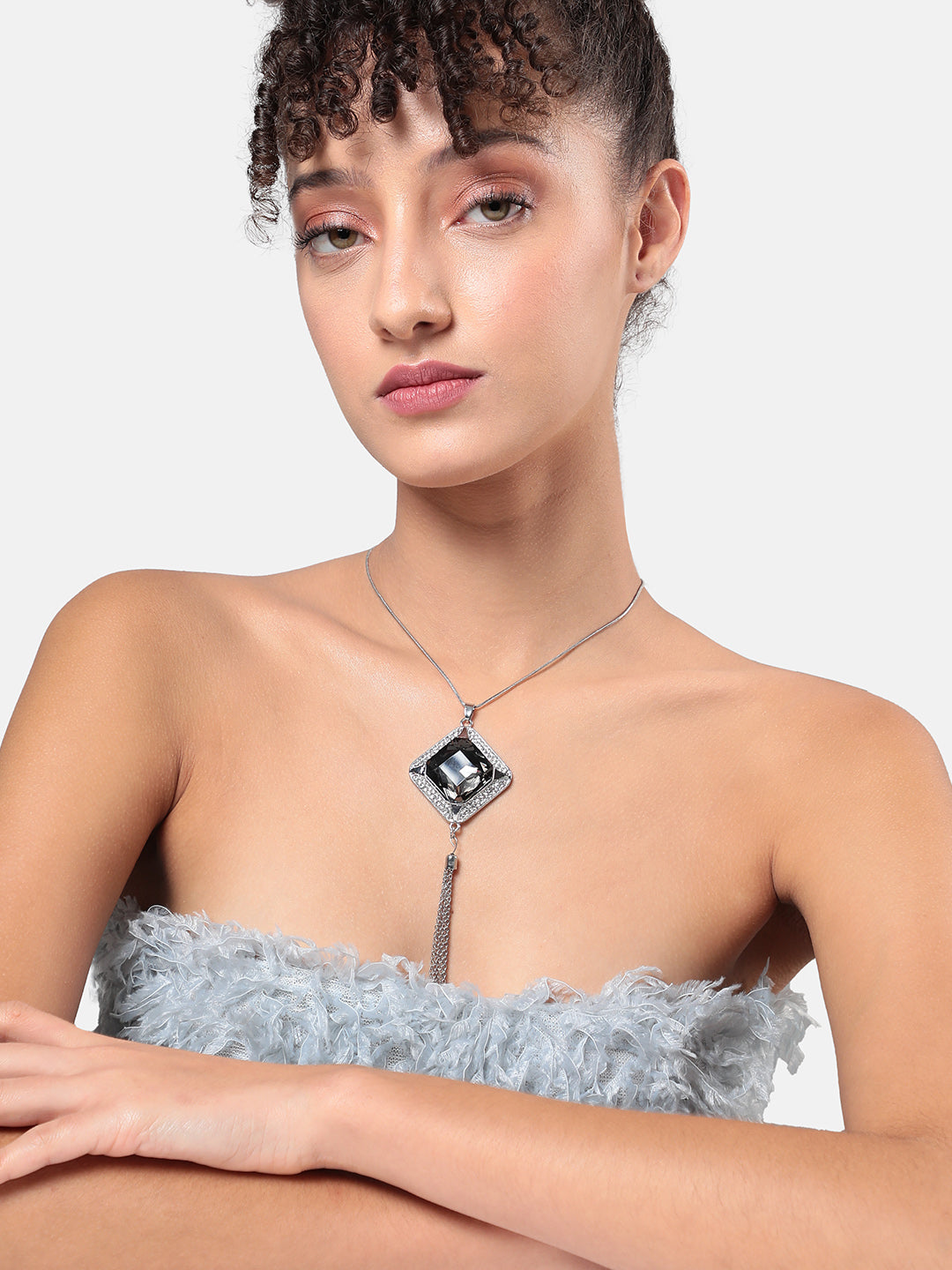Women Crystal Tassel Pendant Necklace